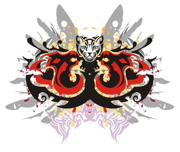 Deux têtes de dragon en style grunge — Image vectorielle