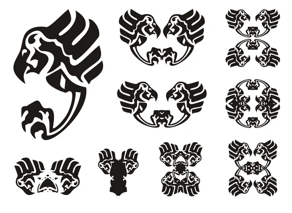 Eagle symbols in tribal style — Stock Vector