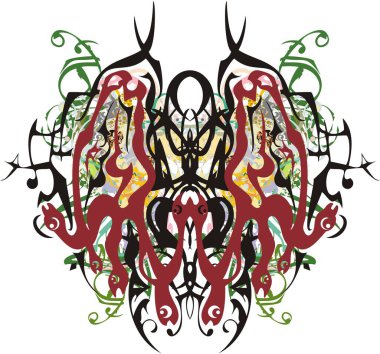 Doğrusal kelebek kanatları rengarenk sıçramalar. At başları tarafından oluşturulan güzel kelebek kanatları kartpostallar, dövmeler, tekstil, posterler, baskılar, duvar kağıtları vs..