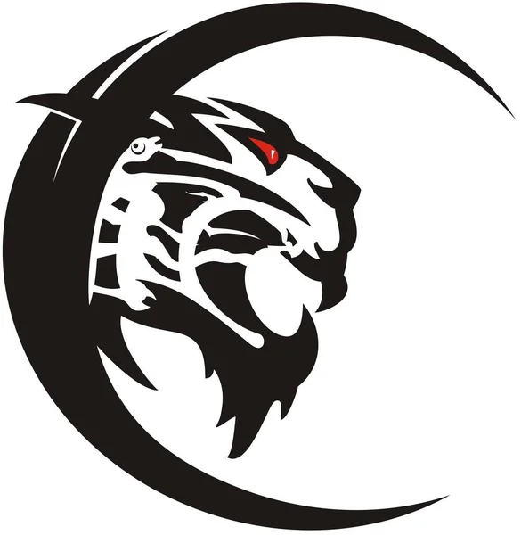 Агресивний Значок Голови Тигра Білому Символ Голови Тигра Півколі Татуювань — стоковий вектор