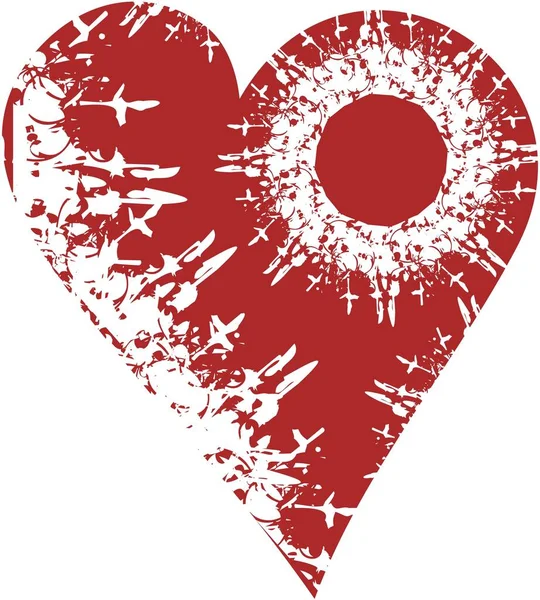 白い背景の上に赤い心をつかむ 要約休日やイベント プリント ポストカード タトゥー 織物のための炎の心臓シンボル — ストックベクタ