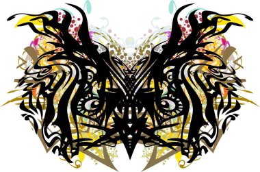 Çiçekli ve altın elementli baykuş maskesi. Baykuş başlıklı korkunç karnaval maskesi bayramlarda, etkinliklerde, dövmelerde, tişörtlerde, posterlerde, tekstil ürünlerinde, duvar kağıtlarında vb..