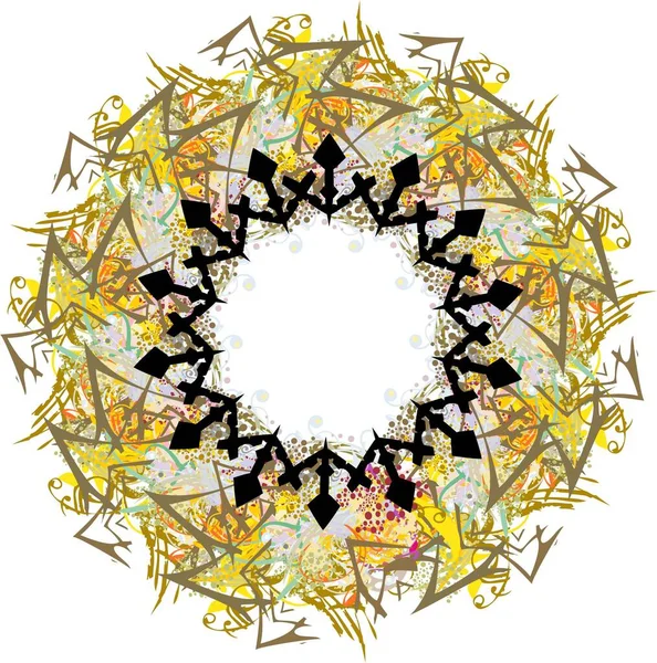飞溅的花框架 箭头的元素在白色 节假日 邀请卡 印刷品 纺织品等用金色主题的彩色画框 — 图库矢量图片
