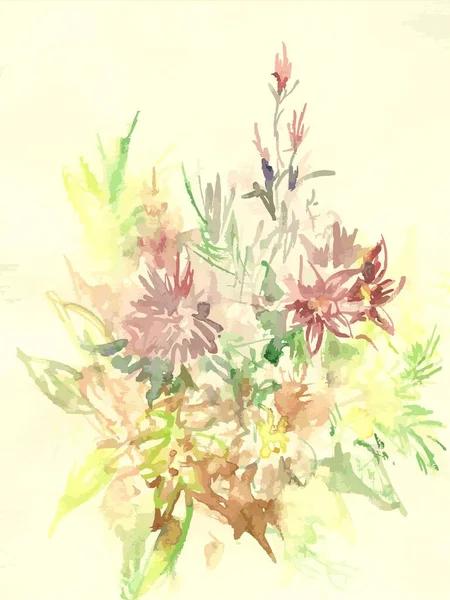 Υδατογραφία Λουλούδια Πιτσιλιές Για Διακοπές Και Εκδηλώσεις Μπουκέτο Ανθισμένα Λουλούδια — Διανυσματικό Αρχείο