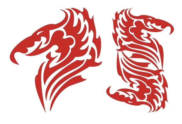 Tête de dragon flamboyante tribale sous la forme de feu — Image vectorielle