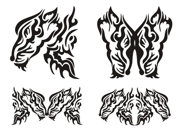 Tribal tatuaje salvaje zorro elementos — Archivo Imágenes Vectoriales