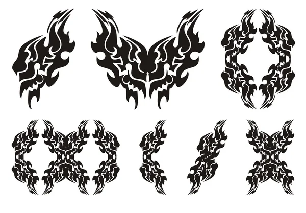 Tribal lion wing symbols. Black on the white — Stock Vector
