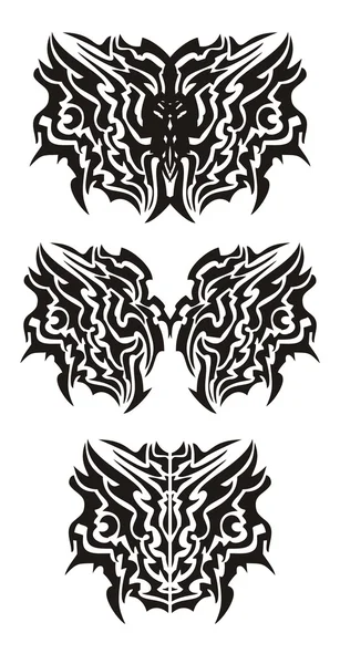 Tribal dragon butterfly tattoo — Stock Vector