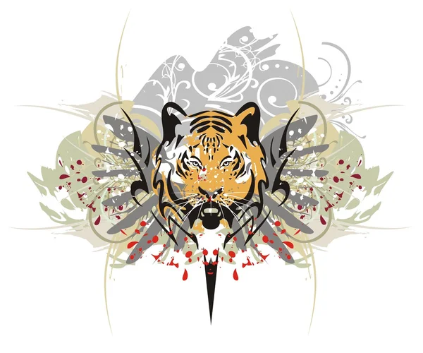 Tête de tigre éclaboussures — Image vectorielle