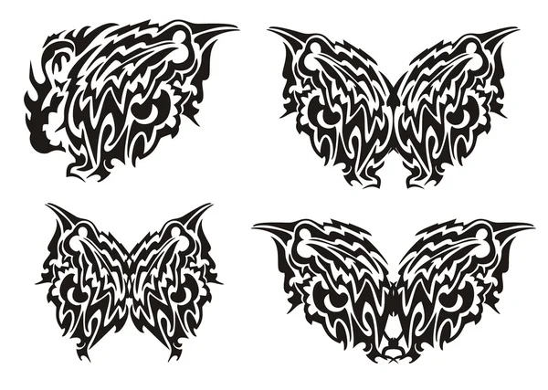 Dragon butterfly wing and butterfly from it in tribal style — Stock Vector