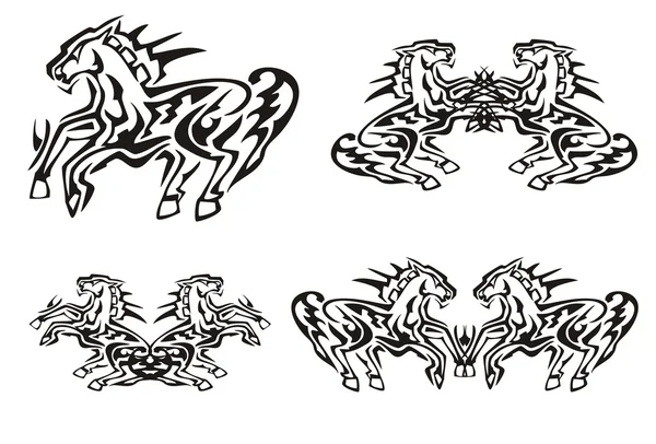 Símbolos tribales de caballos — Archivo Imágenes Vectoriales