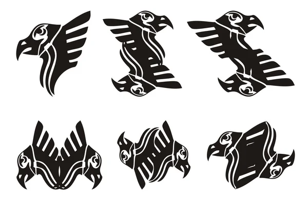 Tribal eagle head symboler — Stock vektor