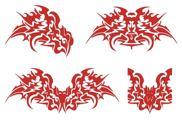 Símbolos de cabeça de dragão flamejante — Vetor de Stock