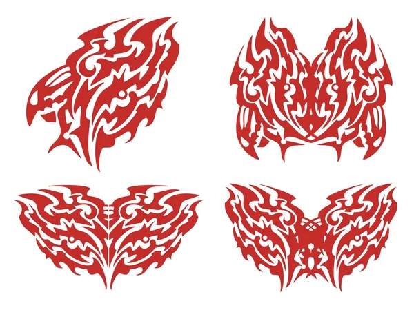 Flaming bite symbole et papillons — Image vectorielle