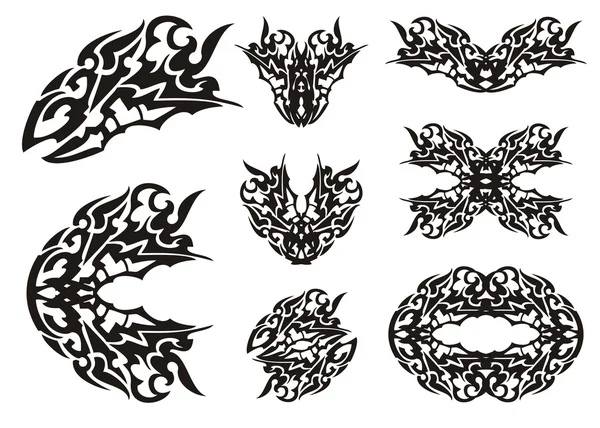 Dragon set in tribal style — Stock Vector