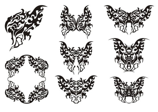 Butterfly symbols. Black on the white