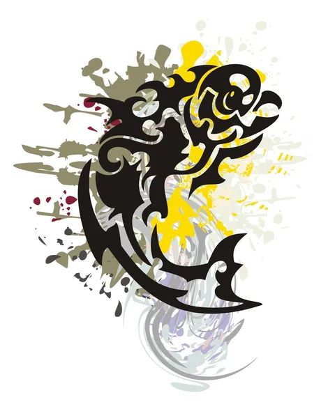 Grunge parrot fish — Stock Illustration Grunge parrot fish Stock Vector