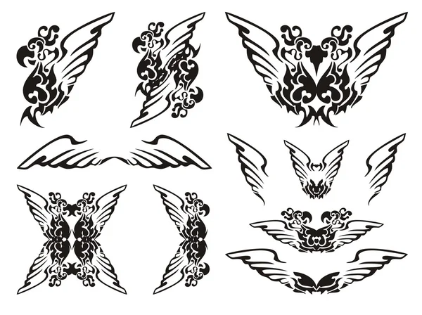 オウムの羽のシンボル。白に黒 — ストックベクタ
