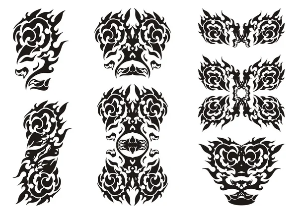 Éléments de rose tribale en forme d'aigle — Image vectorielle