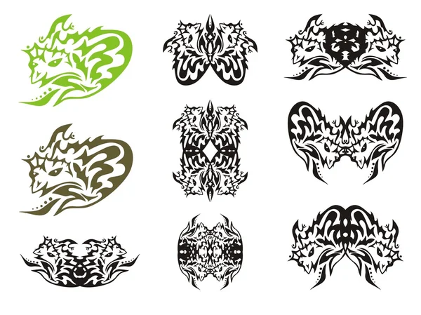 Tribal symbols of small dragon — Stock Vector