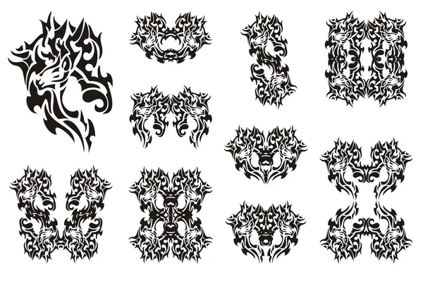 Символи оленів у племінному стилі. Чорний на білому — стоковий вектор