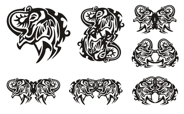 Símbolos tribales de cabeza de elefante — Archivo Imágenes Vectoriales