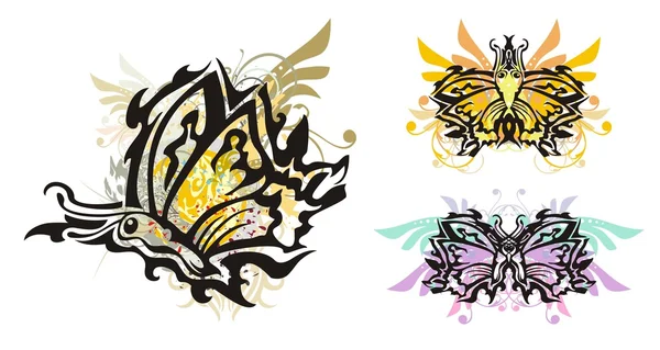 グランジのカラフルな蝶 — ストックベクタ