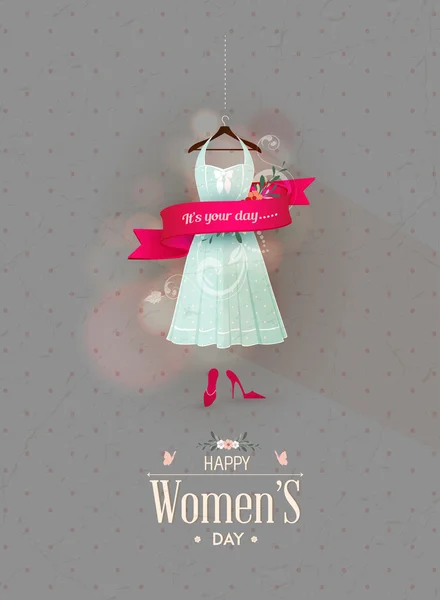 Happy Women's Day design with pink ribbon — Stock Photo, Image