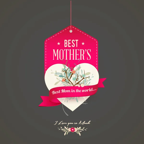 Różowy szczęśliwy matki dzień etykieta — Wektor stockowy