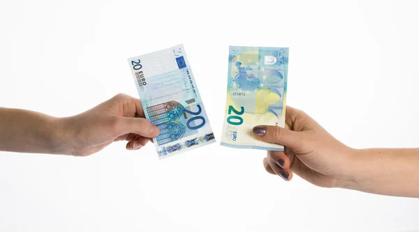 Euron pengar räkningar valuta nya och gamla Stockbild