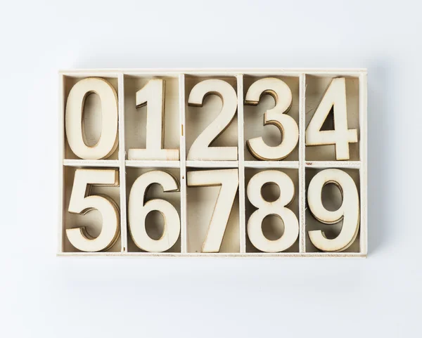 Números numerais de madeira — Fotografia de Stock