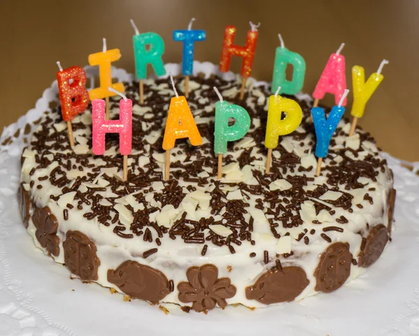 Geburtstagstorte mit Kerzen. Alles Gute zum Geburtstag — Stockfoto