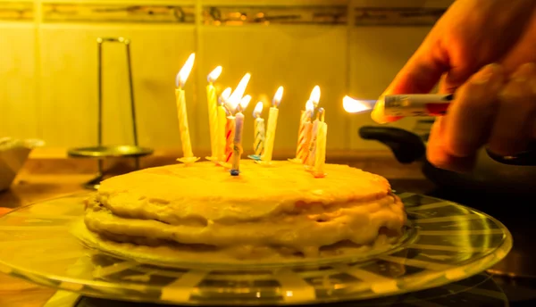 Homemmade birthday cake. pie — Stock Photo, Image
