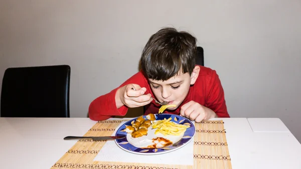 Mangiare autistico ragazzo salute nutrizione Fotografia Stock