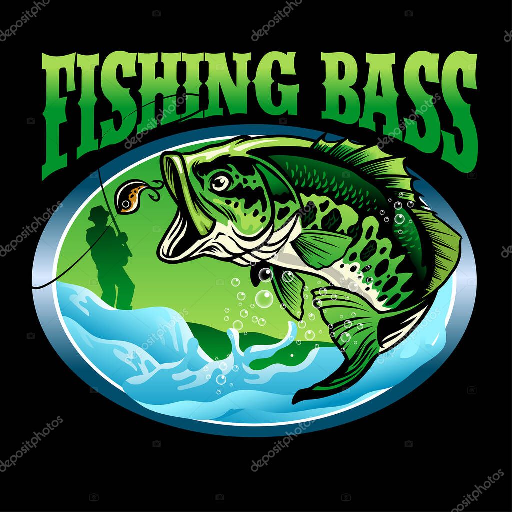 T-shirt design of finishing bass fish