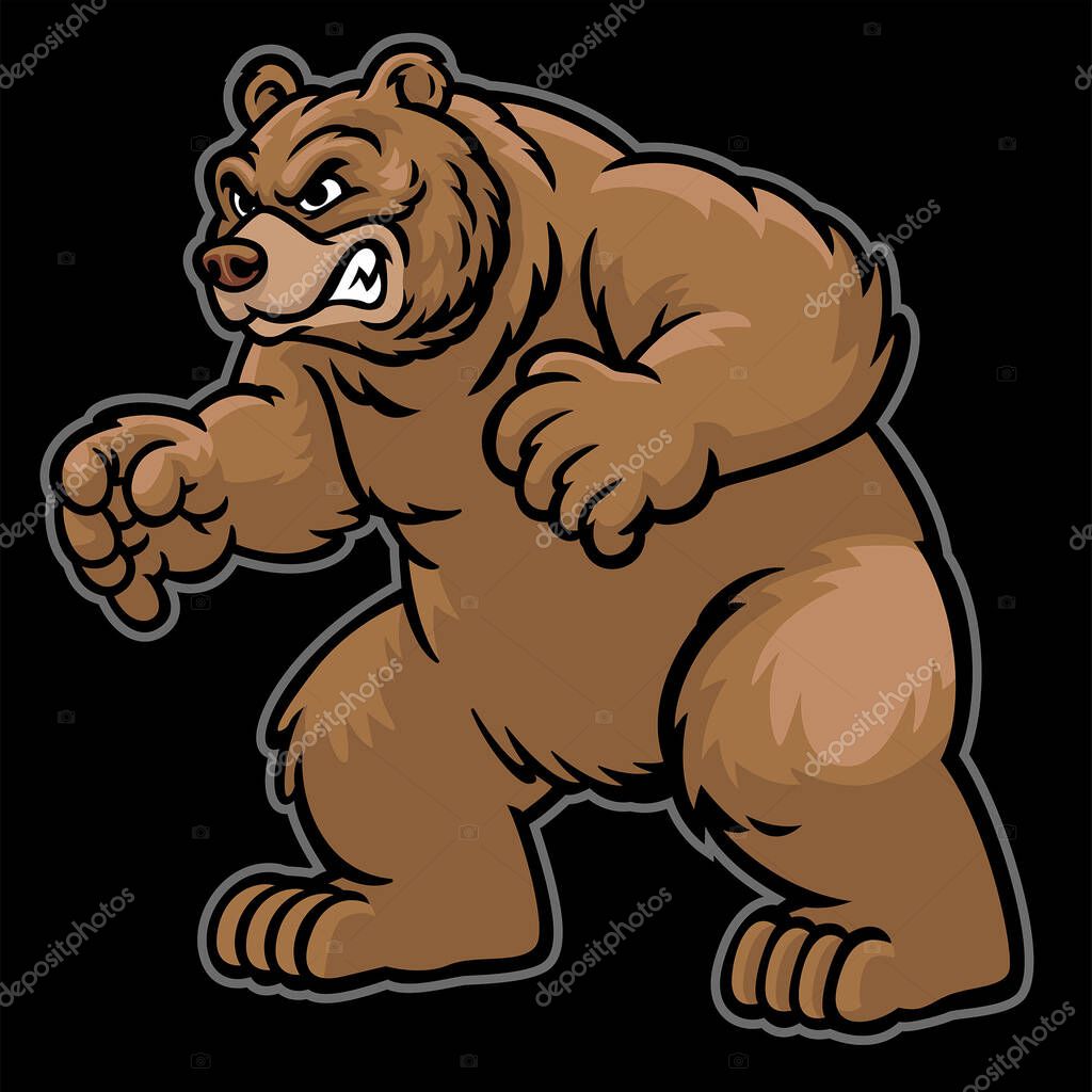 Angry cartoon grizzly bear