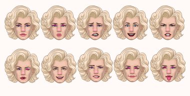 Çeşitli yüz ifadelerinde klasik kadın tarzı