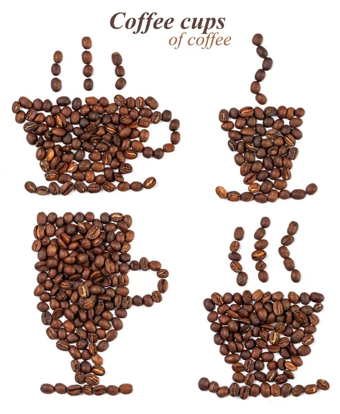 Mix filiżance kawy na białym tle — Zdjęcie stockowe
