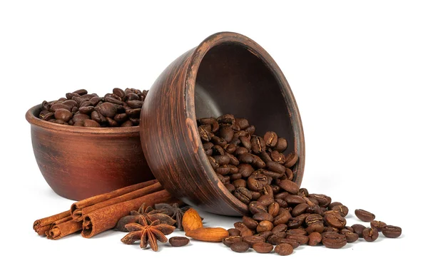 Coffee beans into a bowl isolated — Stock Photo, Image