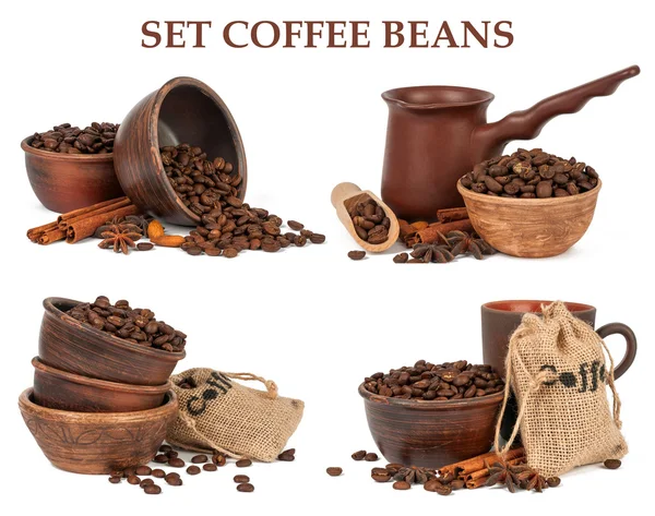 kahve çekirdekleri izole kase içine ayarla 