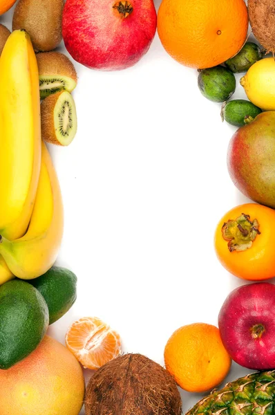 Composição de frutas tropicais como um quadro isolado — Fotografia de Stock