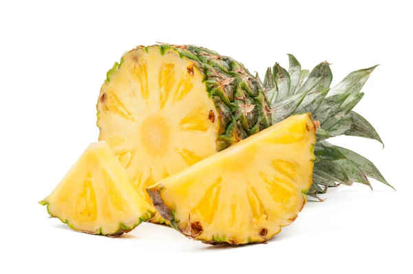 Half of pineapple and his slices isolated — Stock Photo, Image