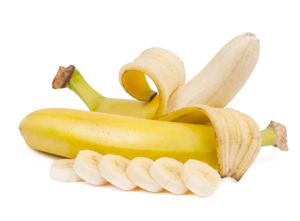 Deux bananes et tranches isolées — Photo