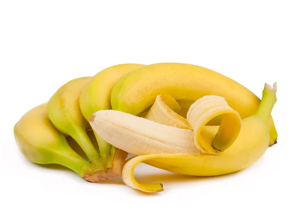 Bos van bananen en één open geïsoleerd — Stockfoto