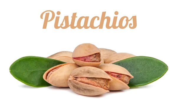 Pistachos con hoja aislada —  Fotos de Stock