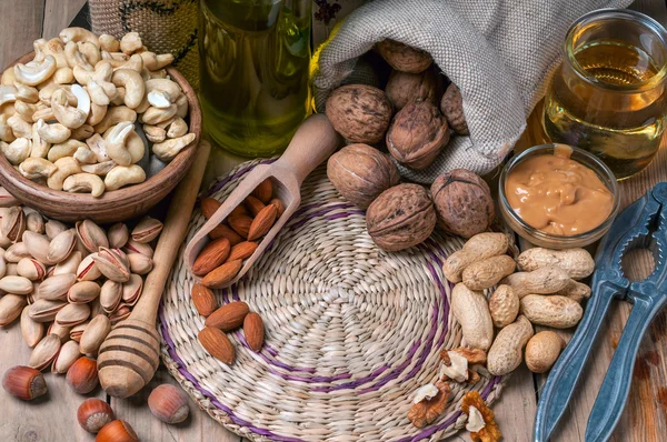 Nussstillleben Nahaufnahme — Stockfoto