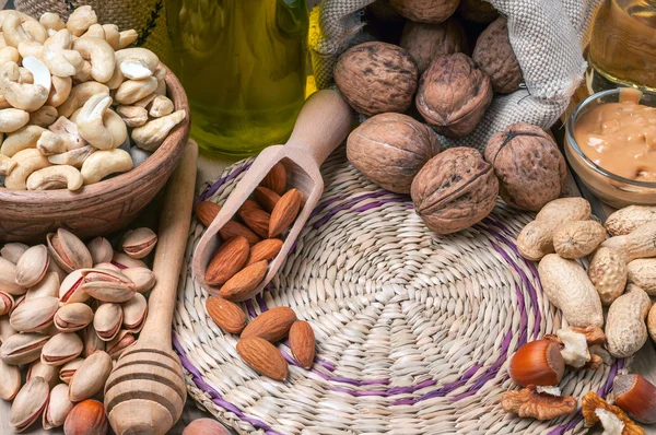 Nussstillleben Nahaufnahme — Stockfoto