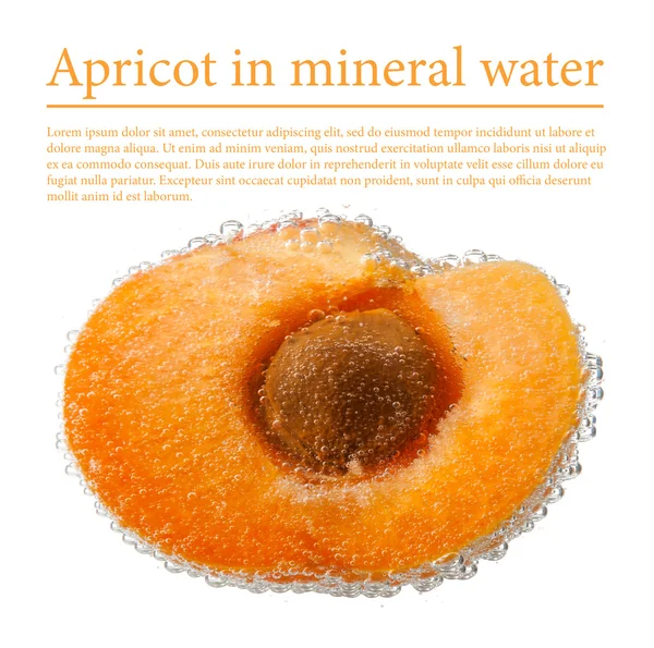 Apricot in the mineral water isolated — 图库照片