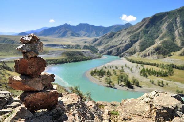 İki nehir - Katun ve Chuya birleştirme Stok Fotoğraf