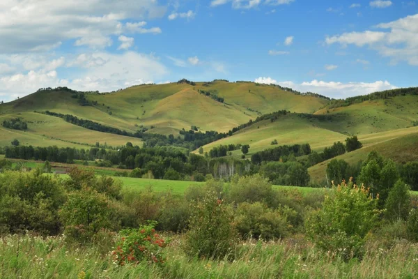 Mavi gökyüzünün altında tepeler